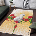 New Zealand Aotearoa Cockatoo Area Rug Maori Pattern With Pohutukawa Flowers