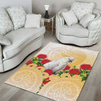 New Zealand Aotearoa Cockatoo Area Rug Maori Pattern With Pohutukawa Flowers