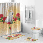 New Zealand Aotearoa Cockatoo Bathroom Set Maori Pattern With Pohutukawa Flowers