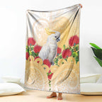 New Zealand Aotearoa Cockatoo Blanket Maori Pattern With Pohutukawa Flowers