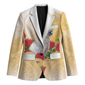 New Zealand Aotearoa Cockatoo Blazer Maori Pattern With Pohutukawa Flowers