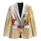 New Zealand Aotearoa Cockatoo Blazer Maori Pattern With Pohutukawa Flowers