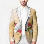New Zealand Aotearoa Cockatoo Blazer Maori Pattern With Pohutukawa Flowers