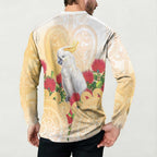 New Zealand Aotearoa Cockatoo Button Sweatshirt Maori Pattern With Pohutukawa Flowers
