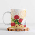 New Zealand Aotearoa Cockatoo Ceramic Mug Maori Pattern With Pohutukawa Flowers