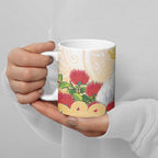 New Zealand Aotearoa Cockatoo Ceramic Mug Maori Pattern With Pohutukawa Flowers