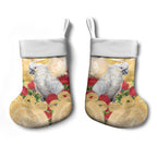 New Zealand Aotearoa Cockatoo Christmas Stocking Maori Pattern With Pohutukawa Flowers