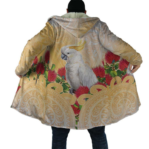 New Zealand Aotearoa Cockatoo Cloak Maori Pattern With Pohutukawa Flowers