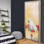 New Zealand Aotearoa Cockatoo Door Cover Maori Pattern With Pohutukawa Flowers
