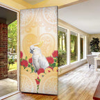 New Zealand Aotearoa Cockatoo Door Cover Maori Pattern With Pohutukawa Flowers