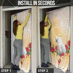 New Zealand Aotearoa Cockatoo Door Cover Maori Pattern With Pohutukawa Flowers