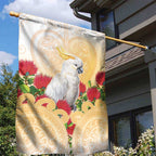 New Zealand Aotearoa Cockatoo Garden Flag Maori Pattern With Pohutukawa Flowers
