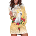 New Zealand Aotearoa Cockatoo Hoodie Dress Maori Pattern With Pohutukawa Flowers