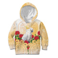 New Zealand Aotearoa Cockatoo Kid Hoodie Maori Pattern With Pohutukawa Flowers