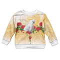 New Zealand Aotearoa Cockatoo Kid Ugly Christmas Sweater Maori Pattern With Pohutukawa Flowers