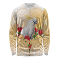New Zealand Aotearoa Cockatoo Long Sleeve Shirt Maori Pattern With Pohutukawa Flowers