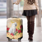 New Zealand Aotearoa Cockatoo Luggage Cover Maori Pattern With Pohutukawa Flowers