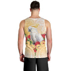 New Zealand Aotearoa Cockatoo Men Tank Top Maori Pattern With Pohutukawa Flowers