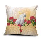 New Zealand Aotearoa Cockatoo Pillow Cover Maori Pattern With Pohutukawa Flowers