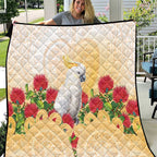 New Zealand Aotearoa Cockatoo Quilt Maori Pattern With Pohutukawa Flowers