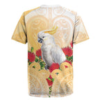 New Zealand Aotearoa Cockatoo Rugby Jersey Maori Pattern With Pohutukawa Flowers