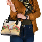 New Zealand Aotearoa Cockatoo Shoulder Handbag Maori Pattern With Pohutukawa Flowers