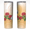 New Zealand Aotearoa Cockatoo Skinny Tumbler Maori Pattern With Pohutukawa Flowers