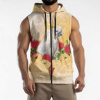 New Zealand Aotearoa Cockatoo Sleeveless Zip Hoodie Maori Pattern With Pohutukawa Flowers