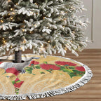 New Zealand Aotearoa Cockatoo Tree Skirt Maori Pattern With Pohutukawa Flowers