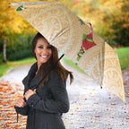 New Zealand Aotearoa Cockatoo Umbrella Maori Pattern With Pohutukawa Flowers