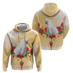 New Zealand Aotearoa Cockatoo Zip Hoodie Maori Pattern With Pohutukawa Flowers