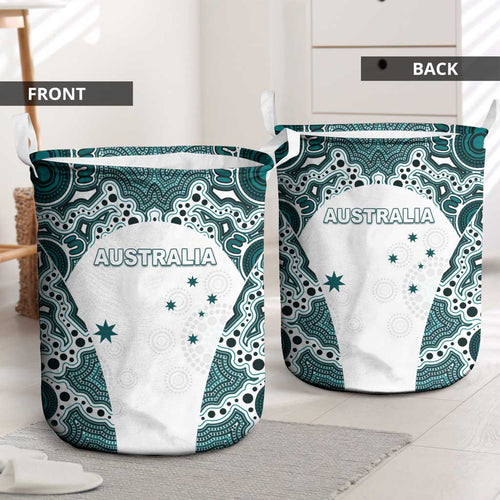 Australia Rugby 2026 Laundry Basket Go Wallabies Aboriginal Pattern White Version - Aussie Hoodie