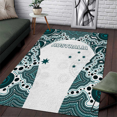 Australia Rugby 2026 Area Rug Go Wallabies Aboriginal Pattern White Version - Aussie Hoodie