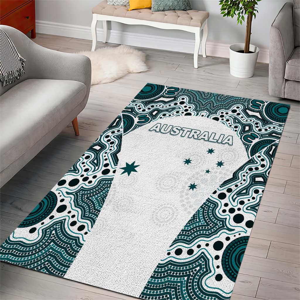 Australia Rugby 2026 Area Rug Go Wallabies Aboriginal Pattern White Version - Aussie Hoodie