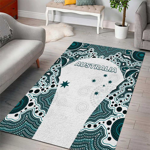 Australia Rugby 2026 Area Rug Go Wallabies Aboriginal Pattern White Version - Aussie Hoodie