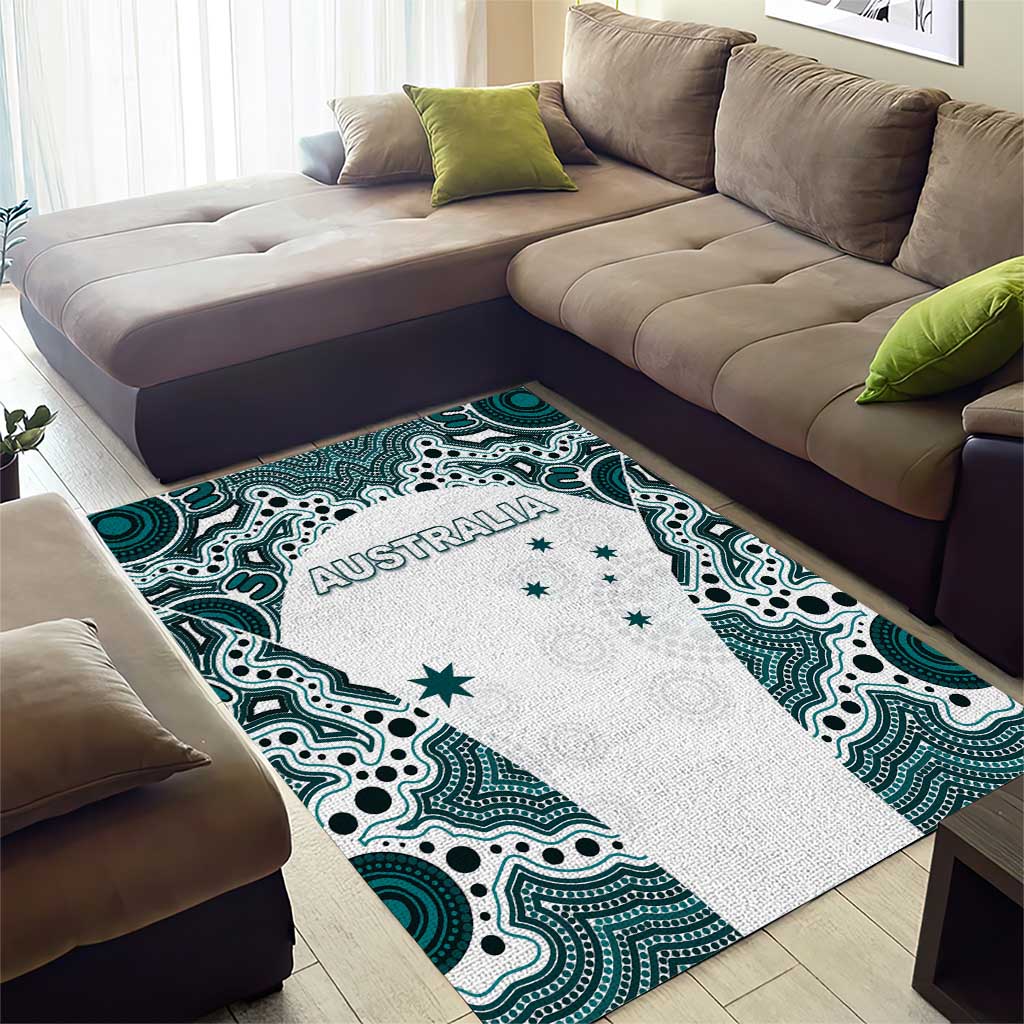 Australia Rugby 2026 Area Rug Go Wallabies Aboriginal Pattern White Version - Aussie Hoodie