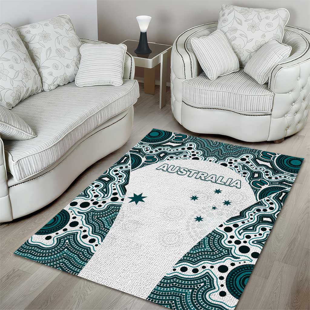 Australia Rugby 2026 Area Rug Go Wallabies Aboriginal Pattern White Version - Aussie Hoodie