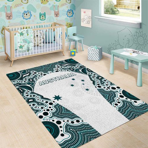 Australia Rugby 2026 Area Rug Go Wallabies Aboriginal Pattern White Version - Aussie Hoodie