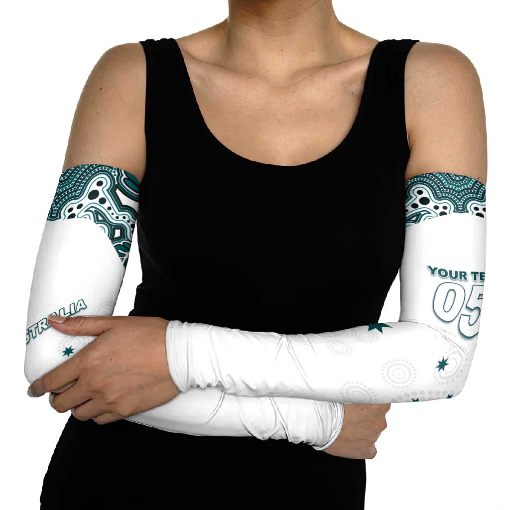 Custom Australia Rugby 2026 Arm Sleeves Go Wallabies Aboriginal Pattern White Version - Aussie Hoodie