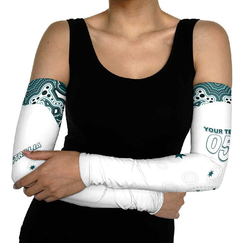 Custom Australia Rugby 2026 Arm Sleeves Go Wallabies Aboriginal Pattern White Version - Aussie Hoodie