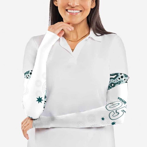 Custom Australia Rugby 2026 Arm Sleeves Go Wallabies Aboriginal Pattern White Version - Aussie Hoodie
