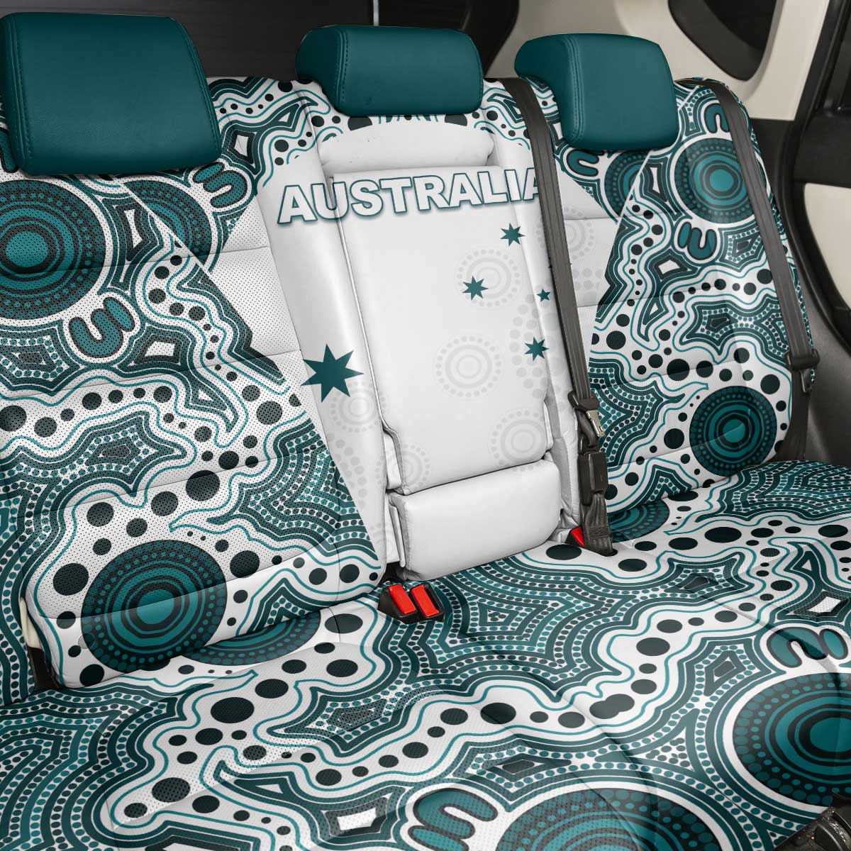Australia Rugby 2026 Back Car Seat Cover Go Wallabies Aboriginal Pattern White Version - Aussie Hoodie