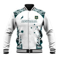 Custom Australia Rugby 2026 Baseball Jacket Go Wallabies Aboriginal Pattern White Version - Aussie Hoodie