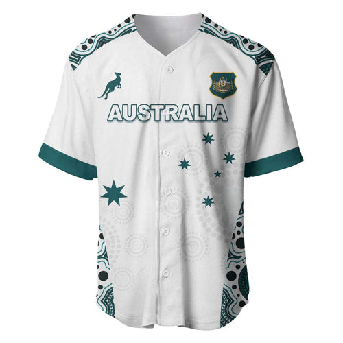 Custom Australia Rugby 2026 Baseball Jersey Go Wallabies Aboriginal Pattern White Version - Aussie Hoodie