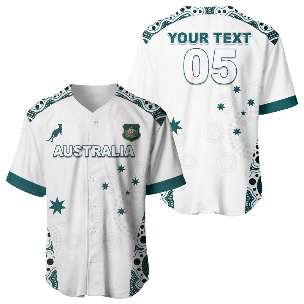 Custom Australia Rugby 2026 Baseball Jersey Go Wallabies Aboriginal Pattern White Version - Aussie Hoodie