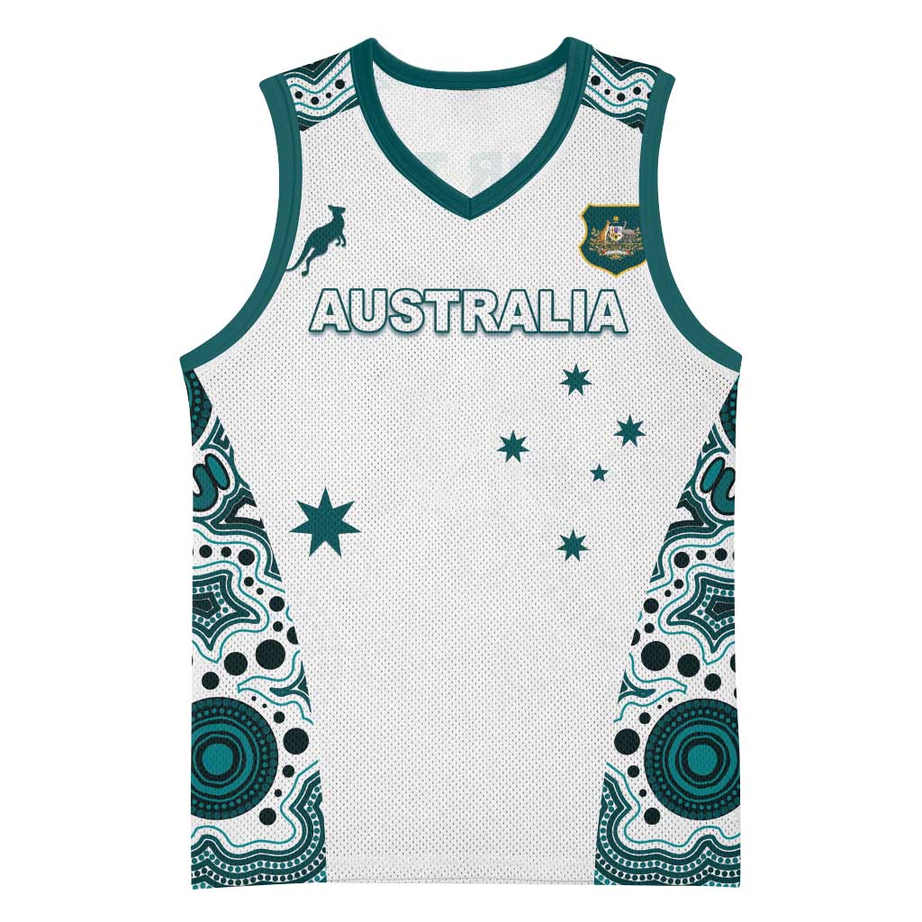 Custom Australia Rugby 2026 Basketball Jersey Go Wallabies Aboriginal Pattern White Version - Aussie Hoodie