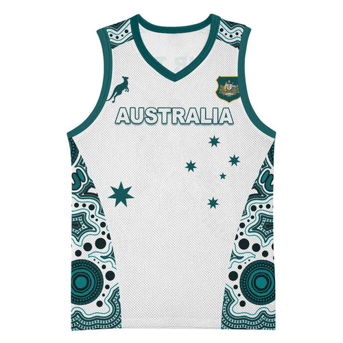 Custom Australia Rugby 2026 Basketball Jersey Go Wallabies Aboriginal Pattern White Version - Aussie Hoodie