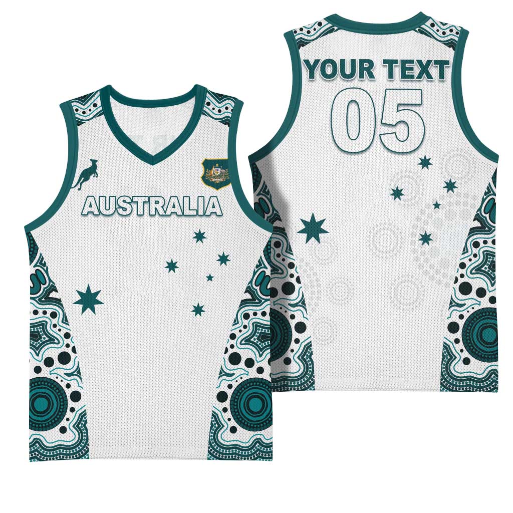 Custom Australia Rugby 2026 Basketball Jersey Go Wallabies Aboriginal Pattern White Version - Aussie Hoodie