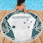Australia Rugby 2026 Beach Blanket Go Wallabies Aboriginal Pattern White Version - Aussie Hoodie