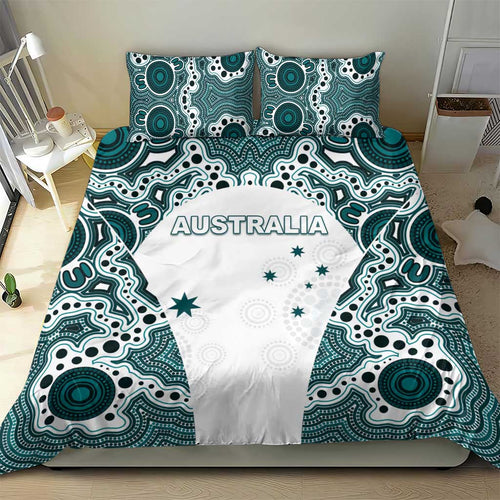 Australia Rugby 2026 Bedding Set Go Wallabies Aboriginal Pattern White Version - Aussie Hoodie
